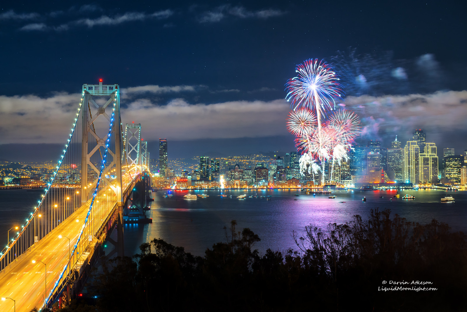 美國(guó)新海灣大橋由振華重工承建，全長(zhǎng)為2.88公里，雙向共有12車道，設(shè)計(jì)日均汽車流量達(dá)30萬(wàn)輛，可抗八級(jí)地震。橋上安裝了2萬(wàn)5千盞節(jié)能燈，變化出多種圖形，使其代替金門(mén)大橋成為舊金山的新地標(biāo)，并與東海岸的自由女神像遙相呼應(yīng)。  振華重工2006年承建美國(guó)新海灣大橋項(xiàng)目，2011年圓滿完成交付，共歷時(shí)5年。2013年9月3日，美國(guó)舊金山－奧克蘭海灣大橋正式通車。新海灣大橋坐落在美國(guó)西海岸舊金山海灣地區(qū)，是世界同類鋼結(jié)構(gòu)橋梁中技術(shù)難度最高、跨度最大的單塔自錨抗震懸索鋼橋。中交集團(tuán)所屬振華重工承建新海灣大橋4.5萬(wàn)噸的鋼結(jié)構(gòu)。